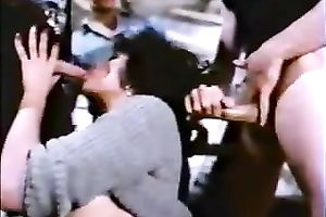 Kinky hottie with bushy hair receives to suck scarcely any knobs at the same time