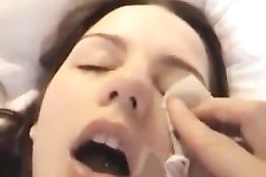 Awesome brunette hair coed receives screwed and facialed by me