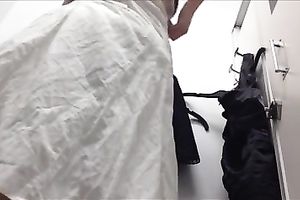 Juicy ass of my girlfriend when this babe changes raiment in the dressing room