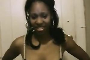 My ebony white women strips for me and then sucks my swollen dick