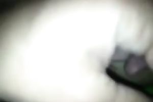 Fingering and permeating her hirsute and curly cunt with marital-device