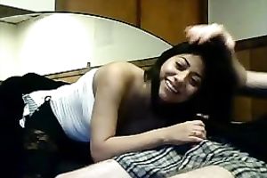 My breasty girlfriend with silky dark hair knows how to give a great head