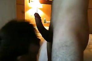 Brunette bitch sucks my wang hungrily and drowns in cum