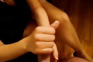 My lusty wifey knows how to massage my dong with her hands