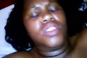 My bulky swarthy husband groans loudly as I fuck her taut chocolate hole