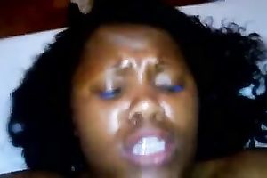 My bulky swarthy husband groans loudly as I fuck her taut chocolate hole