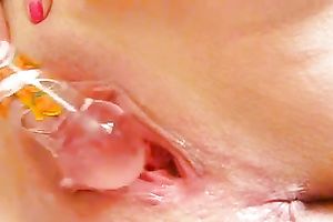 My white women uses a fake penis jointly with my pecker to please herself