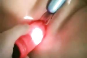 Mature white obese friend getting her bawdy cleft stuffed with toys