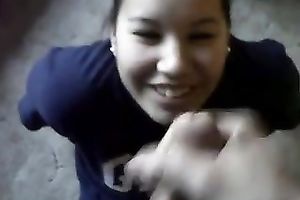 My dark-haired girlfriend allows me to use her face as a cum target