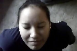 My dark-haired girlfriend allows me to use her face as a cum target