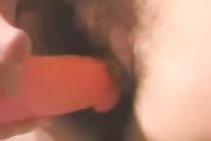 My concupiscent girlfriend just can't live without playing with her sex toy