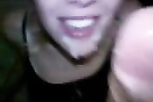 Serbian golden-haired legal age teenager girlfriend got a mouthful of cum