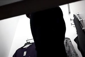 Caught on hidden livecam movie in the changing room wearing pants