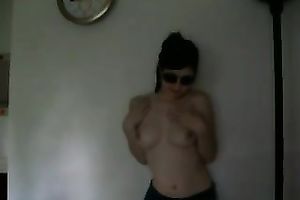 Young skanky emo cheating wife shows off her charming white titties
