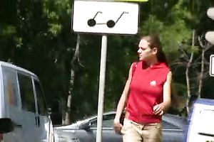 A voyeur fetishist spies on brunette hair Russian hottie pissing