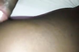 Fucking my dark wife's snatch and covering her gazoo with ball batter