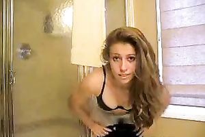 Amateur horny white wife undresses in the bath and flashes her shaggy muff