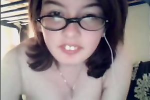 Nerdy nympho shows how excited this babe can be in front of a web camera