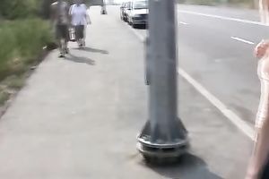 Blonde Russian sweetie flashes her snatch when this babe changes garments