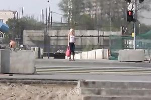 Blonde Russian sweetie flashes her snatch when this babe changes garments