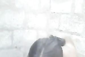 That's my chunky and breasty Indian slutty wife washes her body outdoors