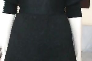 Beautiful woman demonstrates her cleavage for the webcam