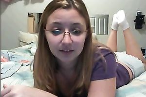 Nerdy web camera white bitch teases with her stinky feet in bawdy socks