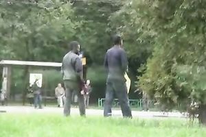 Public pissing fetish solo episode with lewd golden-haired Kate