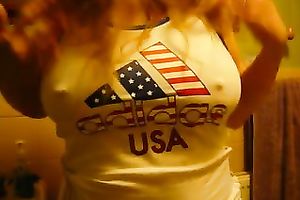 Great American love bubbles of a chunky white golden-haired white bitch