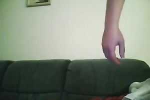 Comely legal age teenager strips and stuffs her cunt with a dildo