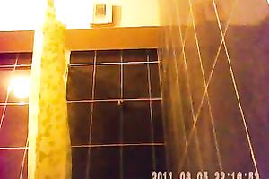 23 y.o French cheating wife with large boobs and wazoo is spied in a shower