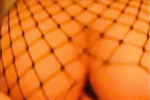 Skanky hoe in fishnet bodystocking is riding me backwards