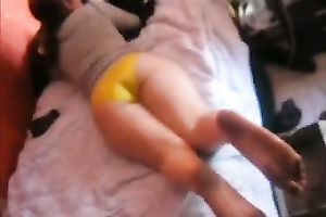 My hawt paramour rubs my hard cock with her smutty feet