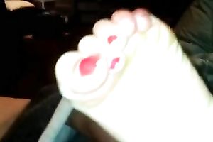 My cute girlfriend shows her priceless pedicured feet to me