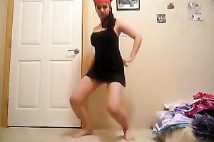 Fresh and playful brunette hair legal age teenager with sizzling hot body in stripped