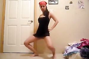 Fresh and playful brunette hair legal age teenager with sizzling hot body in stripped