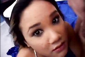 Skinny Asian doxy has a great excitement for unfathomable penis engulfing