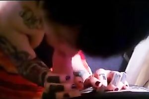 Skinny tattooed girlfriend got semen on her cute face