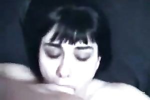 Freaky and horny brunette hair sweetheart can't live without eating new hawt cum