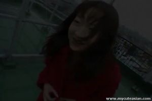 Nasty Asian playgirl masturbates for her paramour and then goes down on him