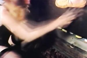 Blonde dives in pussy of her dark brown lesbo girlfriend