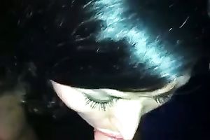 Brunette hoe with pierced tongue sucks my shlong devotedly