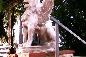 Tanned dark brown wench with large round milk sacks likes outdoor sex