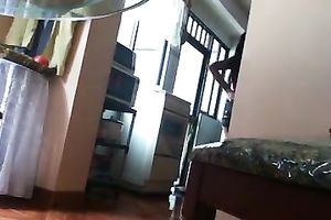 Hidden webcam movie of my latin chick brunette girlfriend in the room