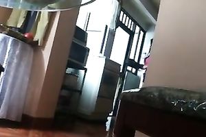 Hidden webcam movie of my latin chick brunette girlfriend in the room