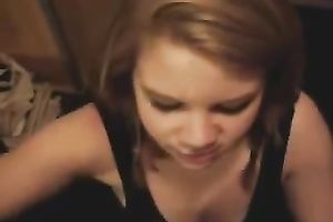 Beautiful and sexy legal age teenager girlfriend getting her face overspread with cum
