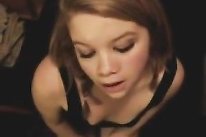 Beautiful and sexy legal age teenager girlfriend getting her face overspread with cum