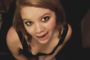 Beautiful and sexy legal age teenager girlfriend getting her face overspread with cum