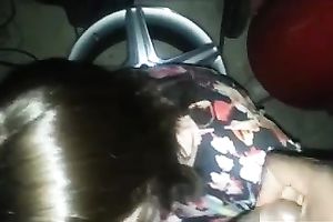 Naughty secretary is blowing my large dark 10-Pounder like a pro