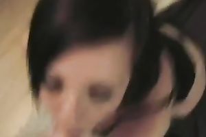 My perverted girlfriend sucks my wang until that babe gets a facial